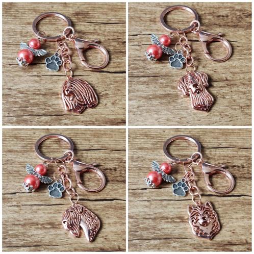 Tashanger Sleutelhanger div. hondenrassen rose goud + engel, Dieren en Toebehoren, Honden-accessoires, Nieuw, Verzenden