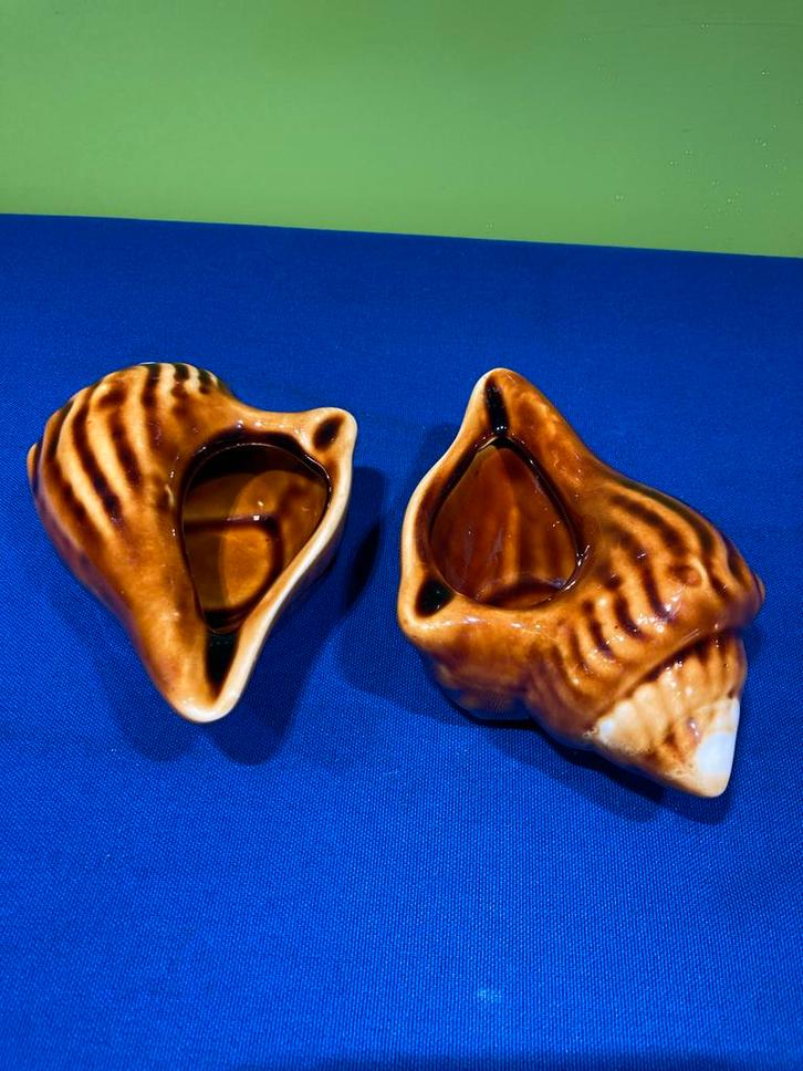 Vintage Keramische Schelp Asbakken Set - Bruin, Huis en Inrichting, Woonaccessoires | Overige, Zo goed als nieuw, Ophalen of Verzenden