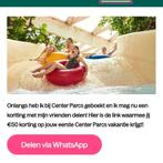 Gratis 50 euro korting bij boeken Center Parcs, Tickets en Kaartjes, Kortingen en Cadeaubonnen, Twee personen, Kortingsbon, Bungalowpark