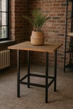Bartafel, oud industrieel teak en staal., 50 tot 100 cm, Vierkant, Nieuw, 50 tot 100 cm