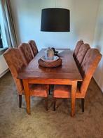 Teakhouten eettafel met 6 stoelen, Huis en Inrichting, Tafels | Eettafels, Ophalen, Koloniaal, Teakhout, 50 tot 100 cm