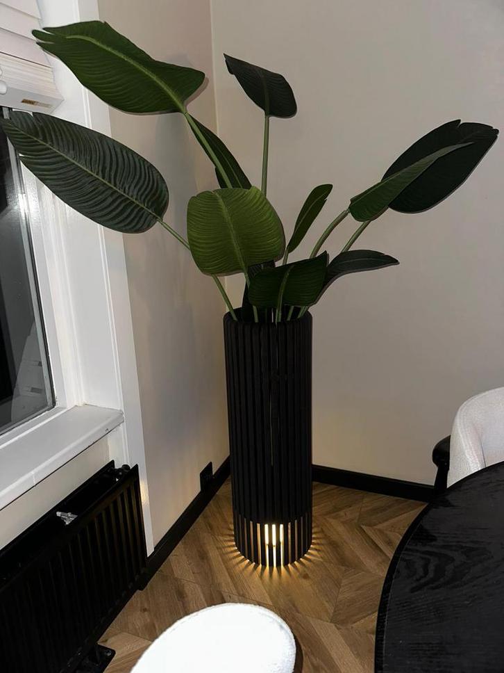 Luxe houten vazen met planten, Huis en Inrichting, Woonaccessoires | Vazen, Zo goed als nieuw, Overige kleuren, Minder dan 50 cm