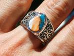 Vanoli 925 zilver herenring oester koper turquoise maat 19, Vanoli, Overige kleuren, 19 tot 20, Amsterdam