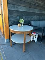 Ronde salontafel/bijzettafel – hout & grijs, Tuin en Terras, Ophalen of Verzenden, Zo goed als nieuw, Bijzettafel, 2 zitplaatsen