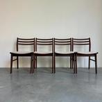 VINTAGE | SET STOELEN | DEENS | TEAK, Huis en Inrichting, Stoelen, Ophalen, Gebruikt, Bruin, Stof