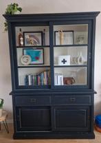 Buffetkast 2-delig, zwart geverfd, met verlichting, Huis en Inrichting, Ophalen, Gebruikt, 100 tot 150 cm, 200 cm of meer