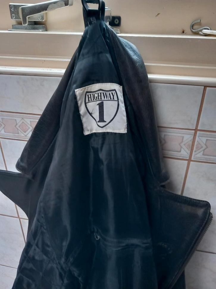 Highway 1 Leren Motorjas - Vintage Stijl, Motoren, Kleding | Motorkleding, Jas | leer, Heren, Tweedehands, Ophalen of Verzenden