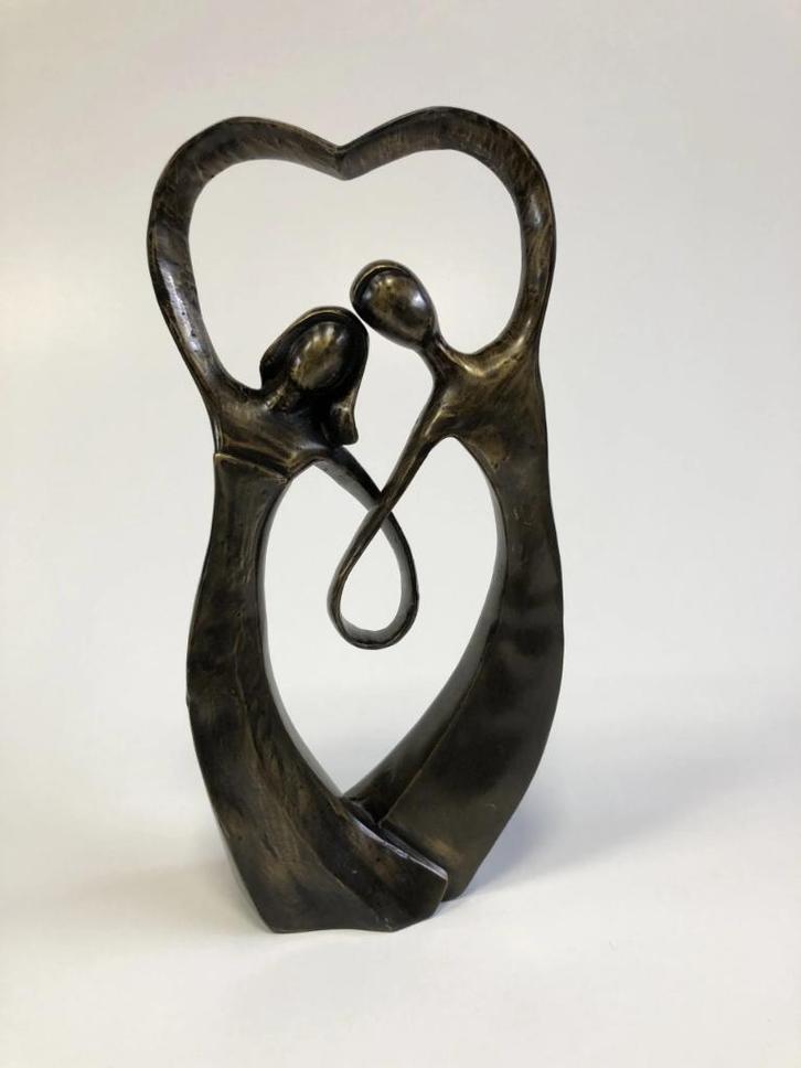 Bronzenbeelden-winkel Liefdeshart echt brons.., Antiek en Kunst, Kunst | Beelden en Houtsnijwerken, Ophalen of Verzenden