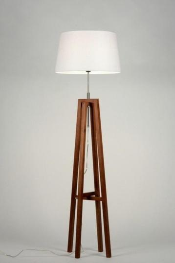 tripod vloerlamp hout kap wit hoekbank tafel bed bank lamp beschikbaar voor biedingen