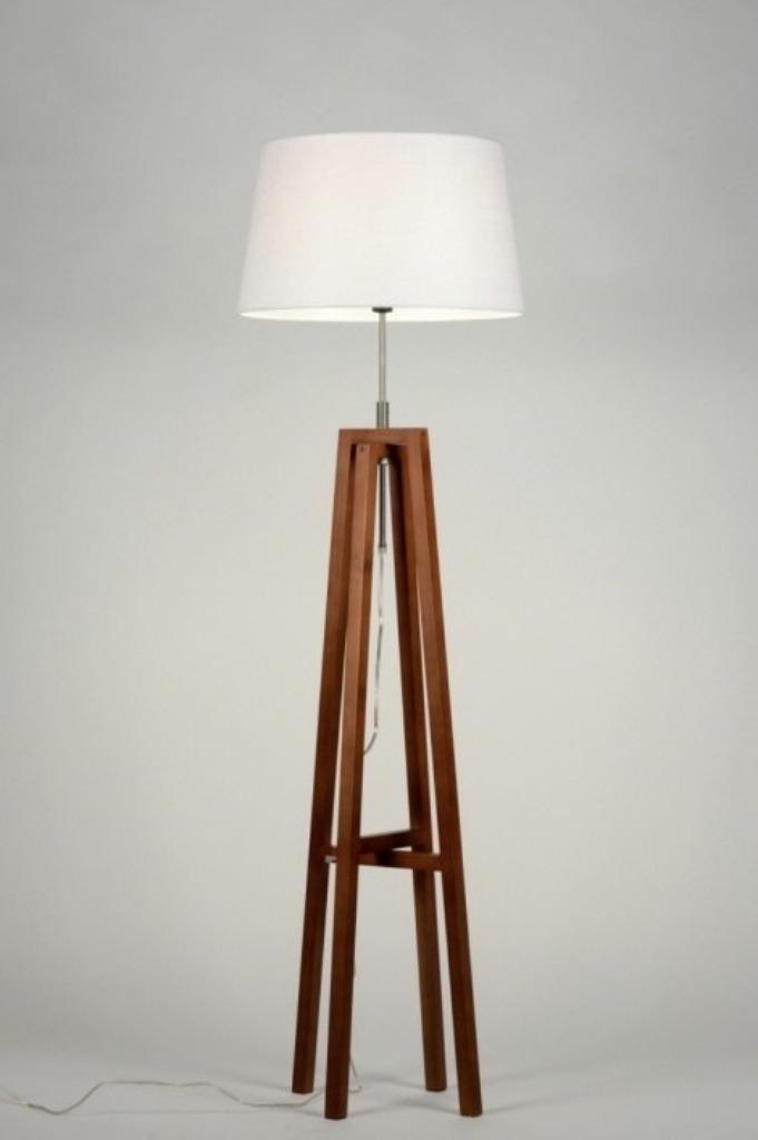 tripod vloerlamp hout kap wit hoekbank tafel bed bank lamp, Huis en Inrichting, Lampen | Vloerlampen, Nieuw, Hout, Ophalen of Verzenden