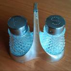 Vintage glazen peper- en zoutstel in DMF houder, Ophalen of Verzenden