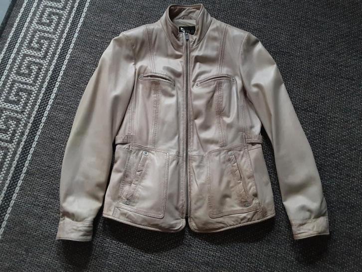 Prachtig apart leren jasje, Kleding | Dames, Jasjes, Kostuums en Pakken, Zo goed als nieuw, Maat 38/40 (M), Bruin, Ophalen of Verzenden