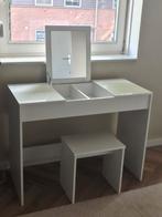 Modern White Makeup Dresser with Mirror, Storage & Stool, Ophalen, Zo goed als nieuw, Hout