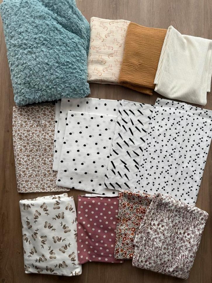 Tricot, hydrofiel en poplin stoffen lappen, Hobby en Vrije tijd, Stoffen en Lappen, Zo goed als nieuw, Katoen, 120 cm of meer