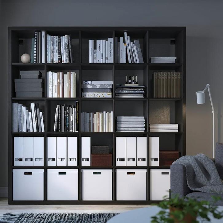 Ikea Kallax Kast 5x5 Zwartbruin, Huis en Inrichting, Kasten | Boekenkasten, Zo goed als nieuw, 150 tot 200 cm, 25 tot 50 cm, Ophalen