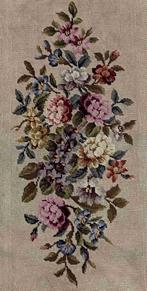 Vintage tafelkleed geborduurde bloemen fluwelen rand 100/47, Binnen, Rechthoek, Gebruikt, Ophalen of Verzenden