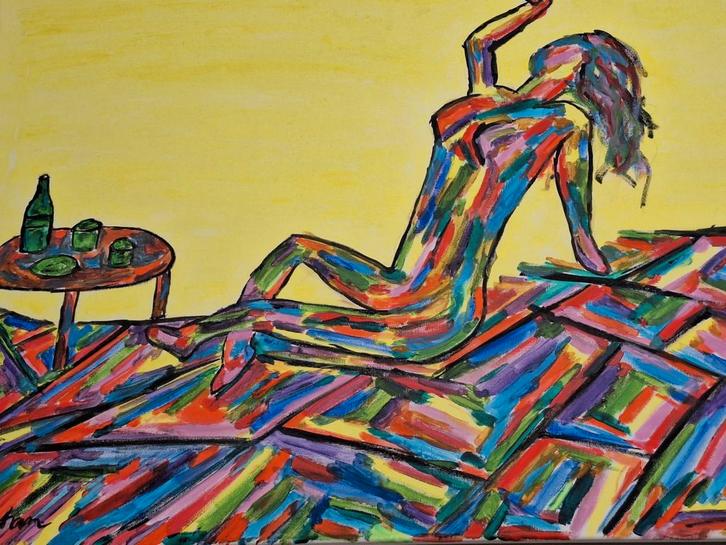 Modern Naakt Schilderij, Antiek en Kunst, Kunst | Schilderijen | Modern, Ophalen of Verzenden