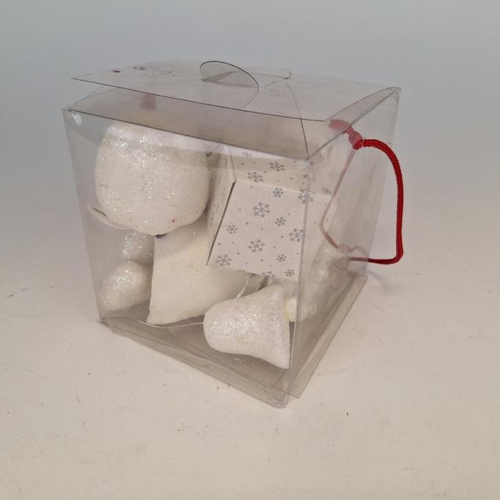 Witte kerstspulletjes voor in de kerstboom of bloemstuk, Diversen, Kerst, Nieuw, Ophalen of Verzenden