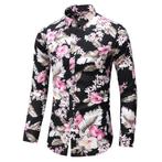 Zwart overhemd met bloemen (heren mannen shirt), Verzenden, Nieuw, Zwart