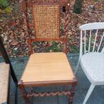 Antieke houten stoel met rieten rugleuning, Gebruikt, Bruin, Ophalen of Verzenden, Eén