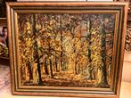 Antiek olieverf bos gezicht schilderij, Antiek en Kunst, Ophalen of Verzenden