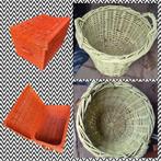 Grote stevige rieten mand licht groen en Oranje rieten kist, Huis en Inrichting, Woonaccessoires | Schalen en Manden, Ophalen