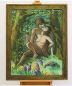Olieverf Schilderij Liefdespaar HW v Meines, Antiek en Kunst, Kunst | Schilderijen | Klassiek, Ophalen of Verzenden