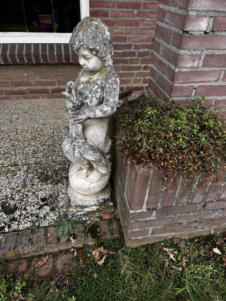 Tuinbeeld Engel met Gans - Decoratief en Charmant, Ophalen, Gebruikt, Beton, Engelenbeeld