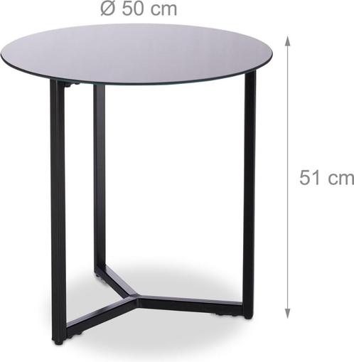 Bijzettafel, Huis en Inrichting, Tafels | Salontafels, Zo goed als nieuw, 50 tot 75 cm, 50 tot 100 cm, 50 tot 100 cm, Rond, Glas