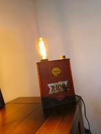 Unieke vintage Shell olieblik lamp – industriële eyecatcher., Huis en Inrichting, Lampen | Tafellampen, Ophalen of Verzenden, Zo goed als nieuw