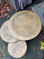 Gouden Salontafel Set van 3, Huis en Inrichting, Tafels | Salontafels, Ophalen, Overige materialen, Gebruikt, Rond