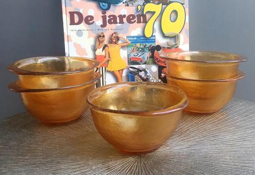 5 Arcoroc Sierra soepkommen, oker amber, Huis en Inrichting, Keuken | Servies, Gebruikt, Kom(men), Overige stijlen, Glas, Ophalen of Verzenden