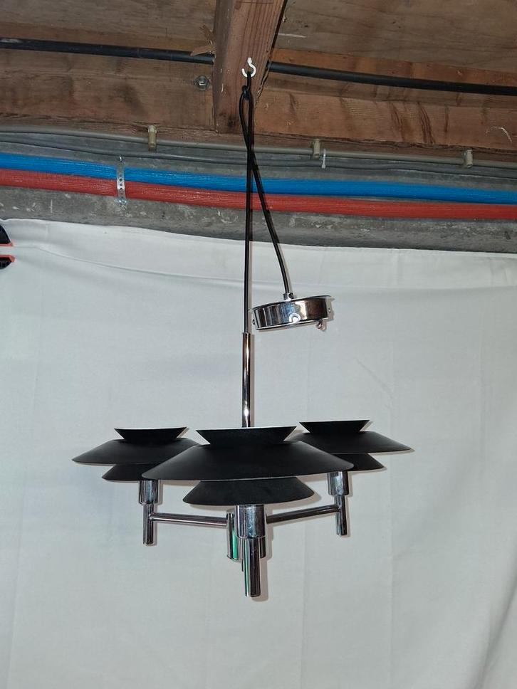 Drie armige hanglamp Deens Design., Huis en Inrichting, Lampen | Hanglampen, Gebruikt, Minder dan 50 cm, Ophalen of Verzenden