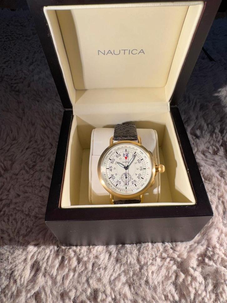 nautica horloge, Sieraden, Tassen en Uiterlijk, Horloges | Heren, Gebruikt, Polshorloge, Overige merken, Leer, Ophalen of Verzenden