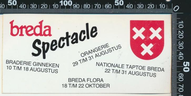 Sticker: Breda Spectacle - Braderie Ginneken - Orangerie, Verzamelen, Stickers, Zo goed als nieuw, Bedrijf of Vereniging, Ophalen of Verzenden