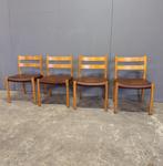4x vintage Deense stoelen- Moller Denmark, Huis en Inrichting, Ophalen, Gebruikt, Bruin, Midcentury, vintage, retro, scandinavisch, deens design