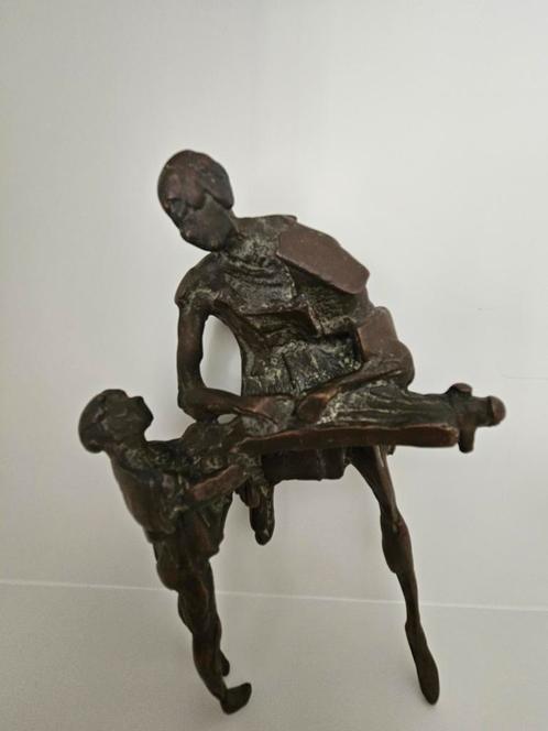 Bronzen Beeld Ambachtsman & Kind - 20e Eeuw, Antiek en Kunst, Kunst | Beelden en Houtsnijwerken, Ophalen of Verzenden