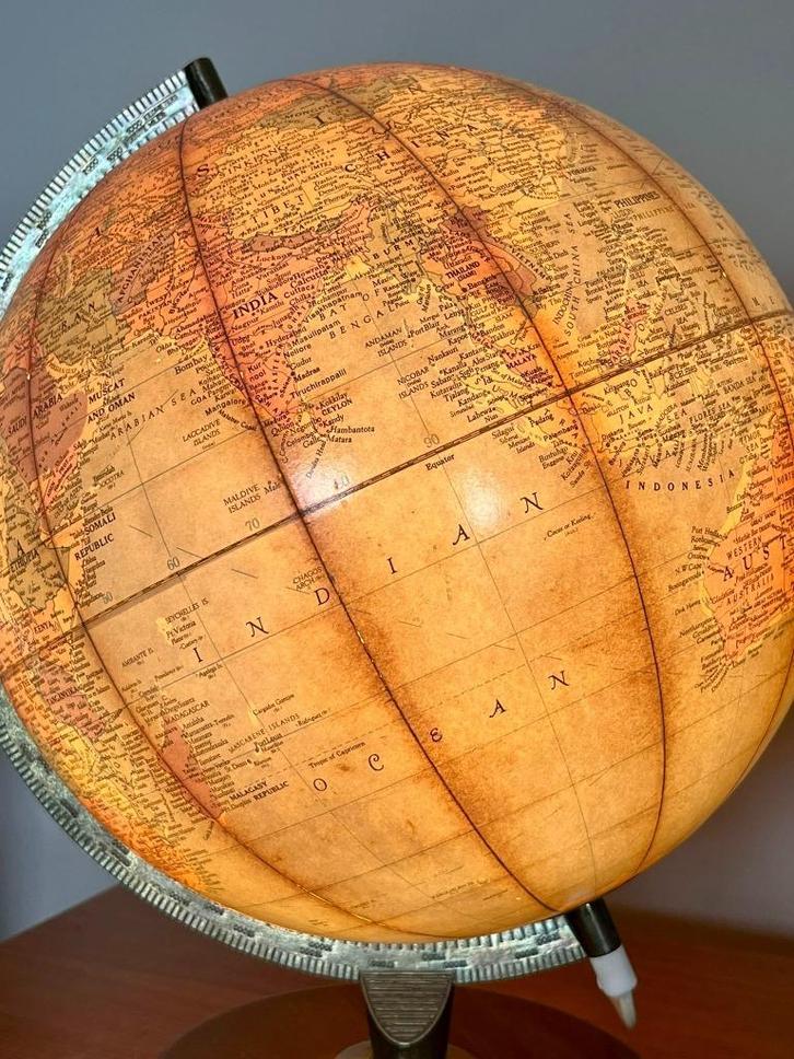 🌍 Vintage Scan Globe Wereldbol met verlichting 🇩🇰, Huis en Inrichting, Woonaccessoires | Wereldbollen, Gebruikt, Verlicht, Ophalen of Verzenden