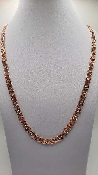 gouden platte koningsketting 14kt, Sieraden, Tassen en Uiterlijk, Kettingen, Nieuw, Goud, Goud, Ophalen of Verzenden