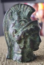 Klein massief brons beeld hoofd romeinse soldaat bodemvondst, Antiek en Kunst, Ophalen of Verzenden