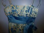 Max and Cleo jurk blauw /beige patroon met bl. band XS 30820, Blauw, ., Max and Cleo, Max and Cleo