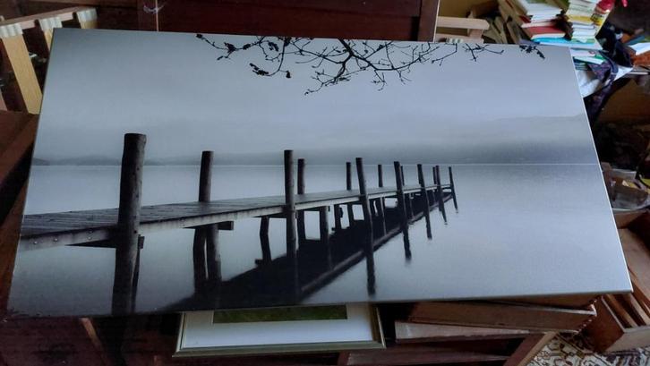 foto print op doek water landschap 130 x 65 cm, Huis en Inrichting, Woonaccessoires | Schilderijen, Tekeningen en Foto's, Zo goed als nieuw