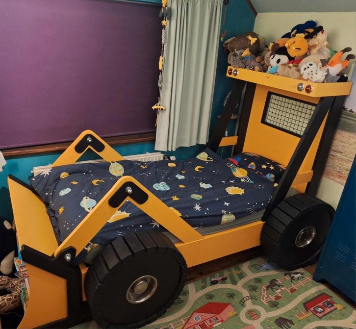 Graafmachine bed 90x200 met matras en lattenbodem, Kinderen en Baby's, Kinderkamer | Bedden, Ophalen