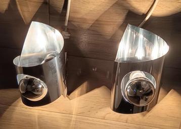 SPACE AGE SPOEDNIK, VINTAGE Oxar stijl wand lampen RVS (L41) beschikbaar voor biedingen