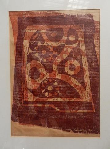 Grote houtsnede Carpe Diem Antoinette Gispen 1967 hxb: 56x40 beschikbaar voor biedingen