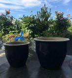 Oude geglazuurde bloempotten - diverse maten, Tuin en Terras, Bloempotten, Gebruikt, Rond, Terracotta, Tuin