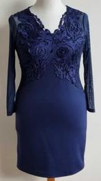 Blauwe stretchy jurk met kant mt. M, Maat 38/40 (M), Blauw, Ophalen of Verzenden, Boven de knie