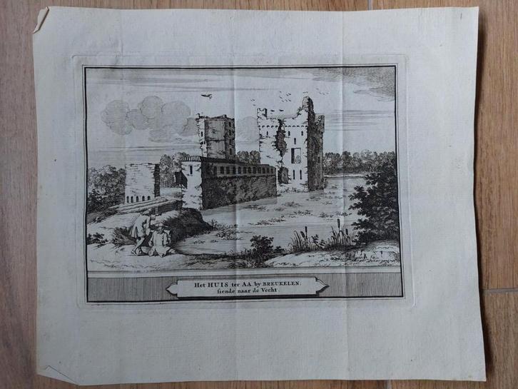 1 / Huis ter Aa bij Breukelen - originele gravure uit 1736, Antiek en Kunst, Kunst | Etsen en Gravures, Ophalen of Verzenden