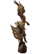 Groot antiek Birmaans tempeldanseres beeld – ca. 1900–1930, Ophalen of Verzenden, Gebruikt