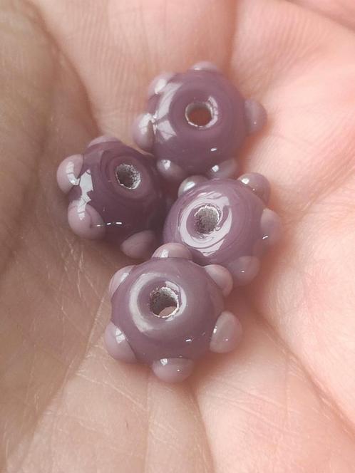 (1-3) Rondel paarse stip kraal 12 mm x 6 mm, gat 2 mm, Hobby en Vrije tijd, Kralen en Sieraden maken, Nieuw, Kraal, Ophalen of Verzenden